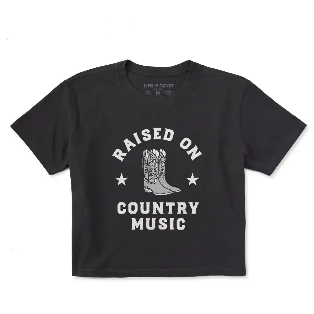 Women's Raised on Country Music Short Sleeve Crusher Boxy Tee
