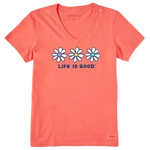 Women's 3 Daisies Short Sleeve  Vee