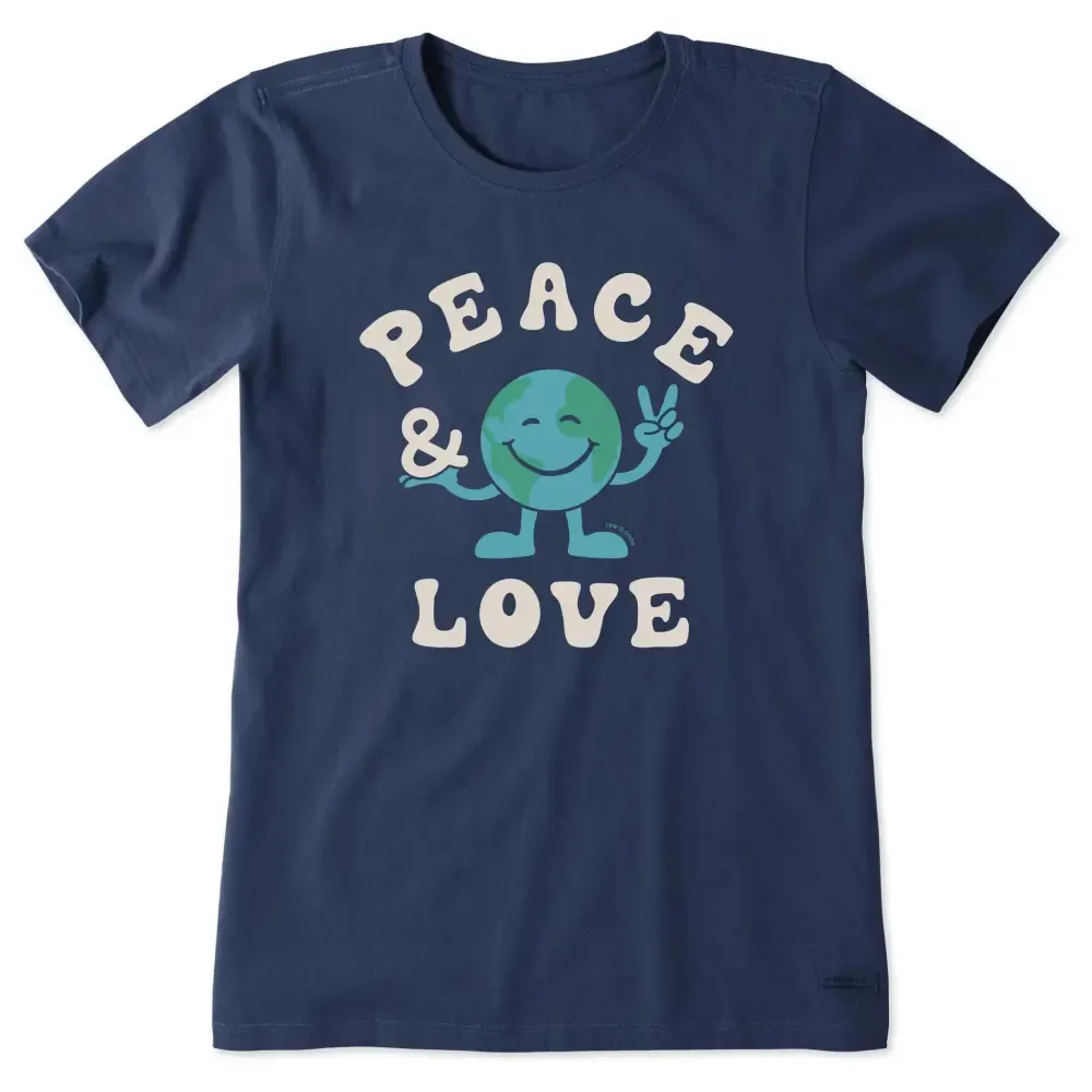 Women's Peace & Love Earth Short Sleeve Crusher Tee