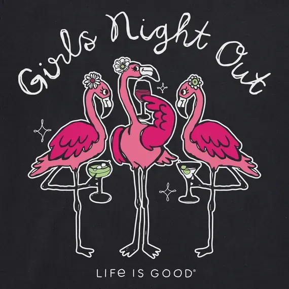 Women's Girls Night Out Flamingo  Crusher Vee