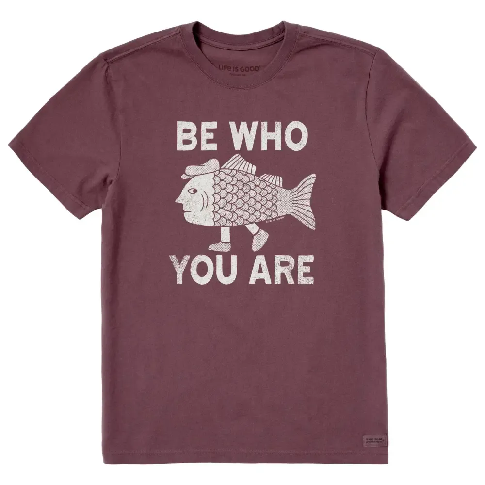 Men's Be Who You Are Fish Man Short Sleeve Crusher Tee