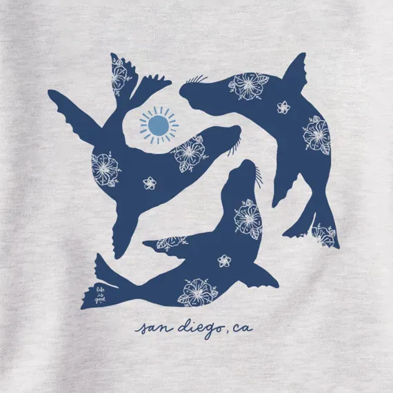 Women's Sea Lion Silhouettes Simply True Fleece Hoodie