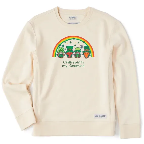 Women's Leprechaun Rainbow Gnomes Simply True Fleece Crew