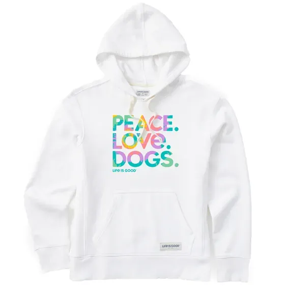 Women's Tie Dye Peace Love Dogs Simply True Fleece Hoodie