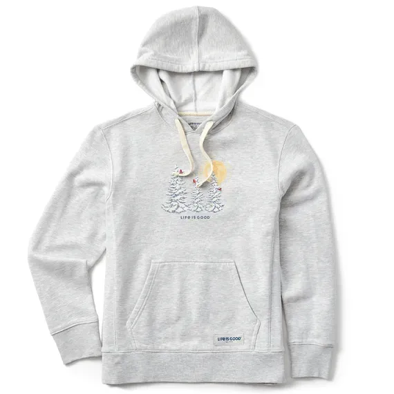 Women's Snowy Pines with Cardinals Simply True Fleece Hoodie