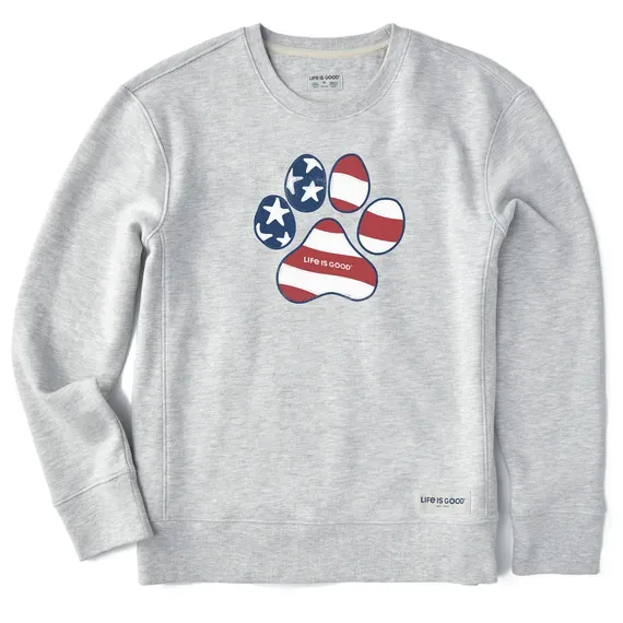 Women's US Flag Paw Simply True Fleece Crew