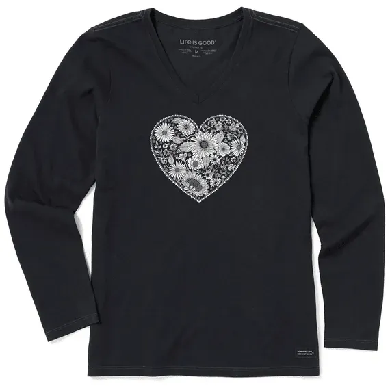 Women's Flowerful Love Long Sleeve Crusher Vee