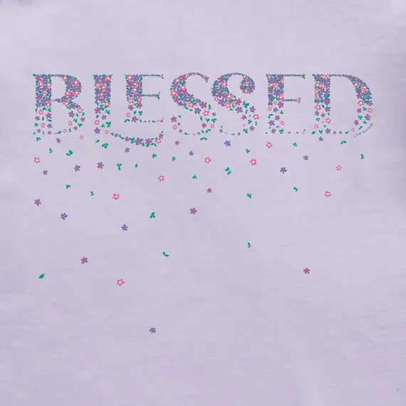 Women's Blessed Spring Flowers Short Sleeve  Vee