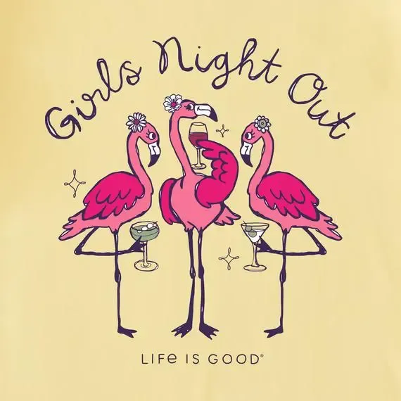 Women's Girls Night Out Flamingo Short Sleeve  Tee
