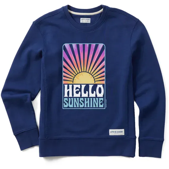 Women's Tie Dye Hello Sunshine Retro Simply True Fleece Crew