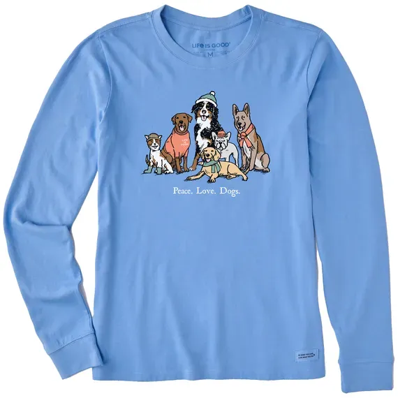 Women's Peace Love Dogs Winter Long Sleeve Crusher Tee
