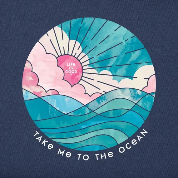 Women's Take Me to the Ocean Watercolor Simply True Fleece Crew