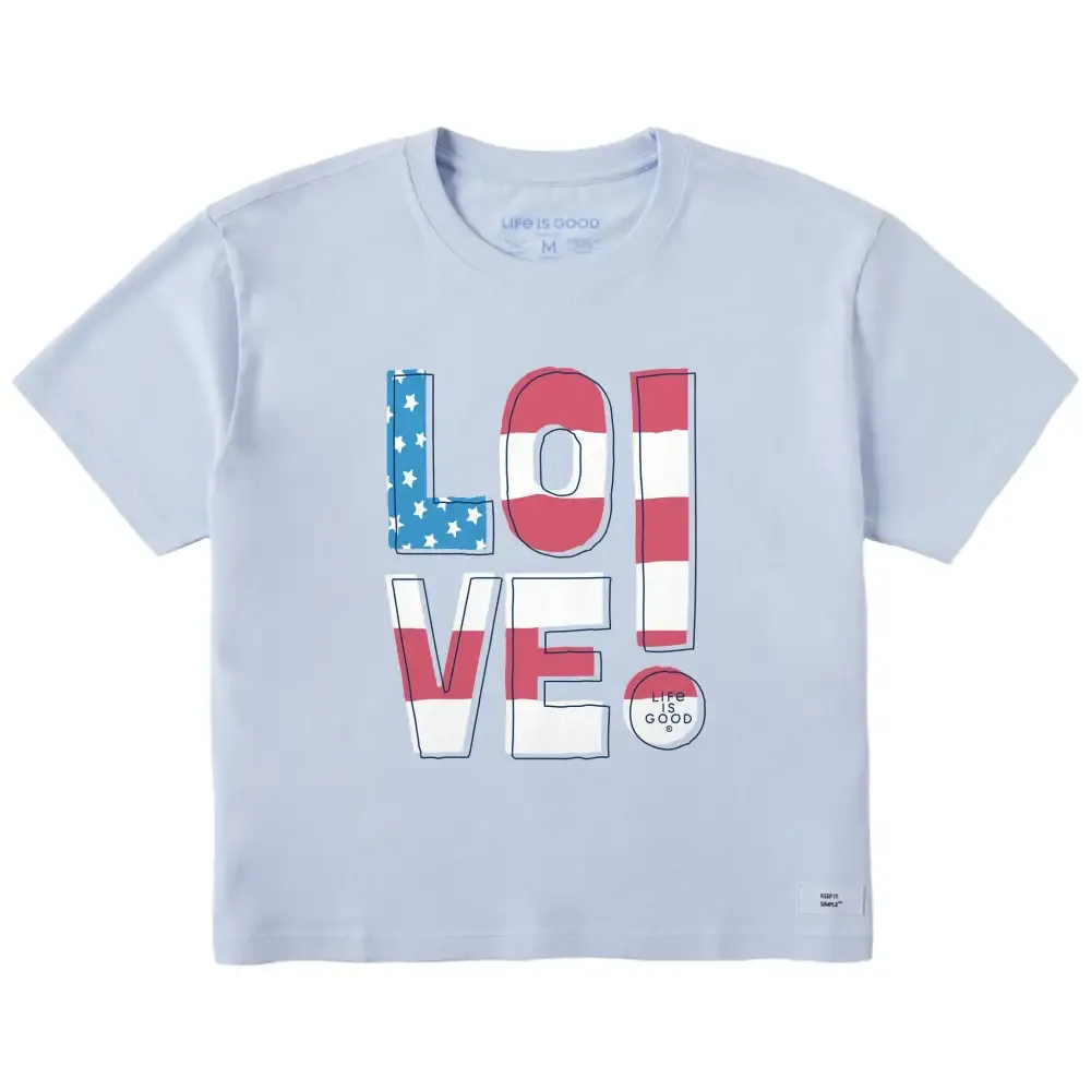 Women's American Love! Short Sleeve Crusher Boxy Tee