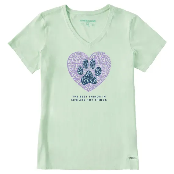 Women's Best Things Paw Heart Short Sleeve  Vee