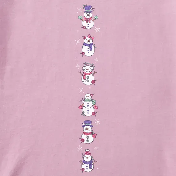 Women's Cute Snowmen Long Sleeve Crusher Tee