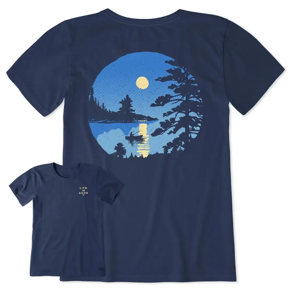 Women's Moonlit Lake Boat Short Sleeve Tee