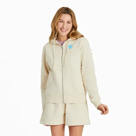 Women's Clean Heart Grid Good Vibes Fleece Zip Hoodie