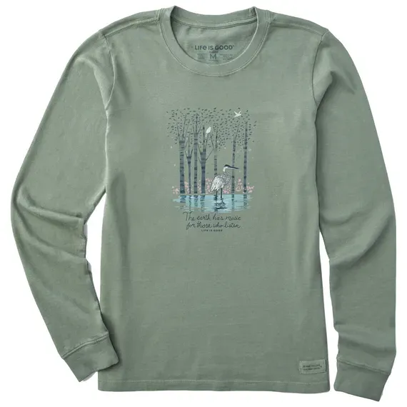 Women's Earth Has Music Heron Long Sleeve  Tee