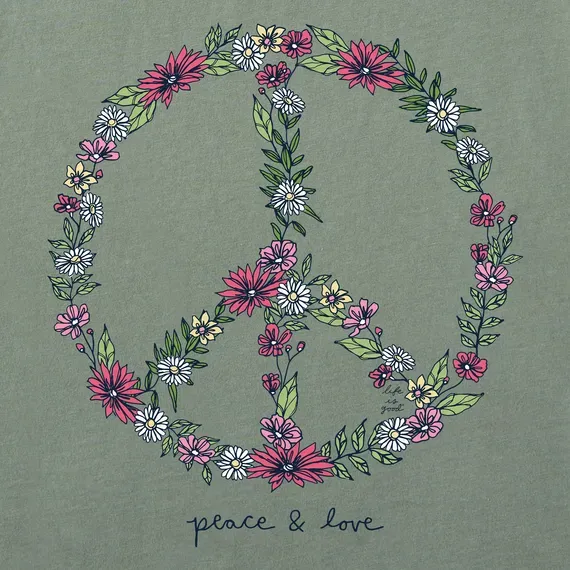 Women's Wildflower Love Peace Sign  Crusher Vee