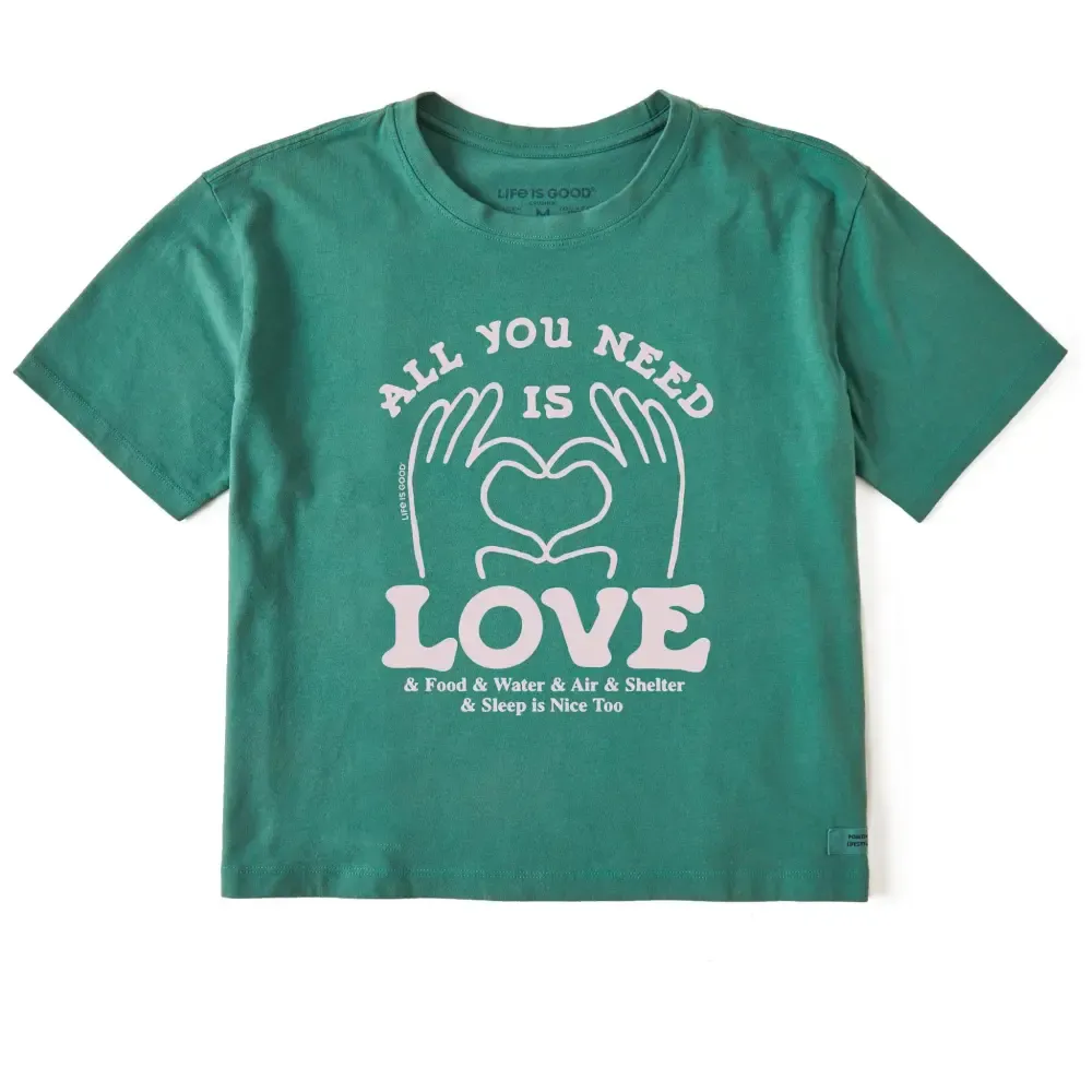 Women's All You Need is Love & Essentials Short Sleeve Crusher Boxy Tee
