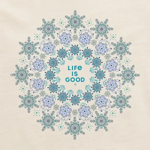 Women's Snowflake Mandala Long Sleeve Snuggle Up Relaxed Sleep Tee