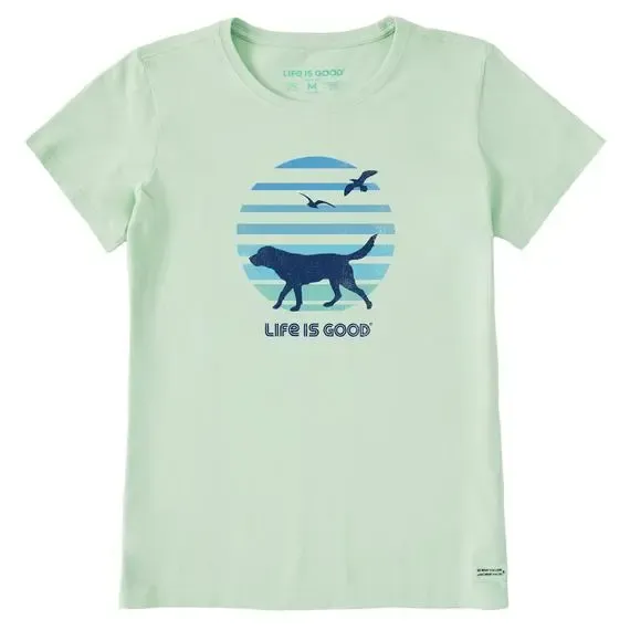 Women's 70's Retro Dog Beach Walk  Crusher-LITE Tee