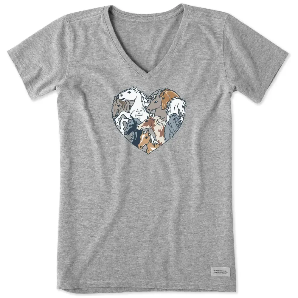 Women's Horses Heart Short Sleeve Vee