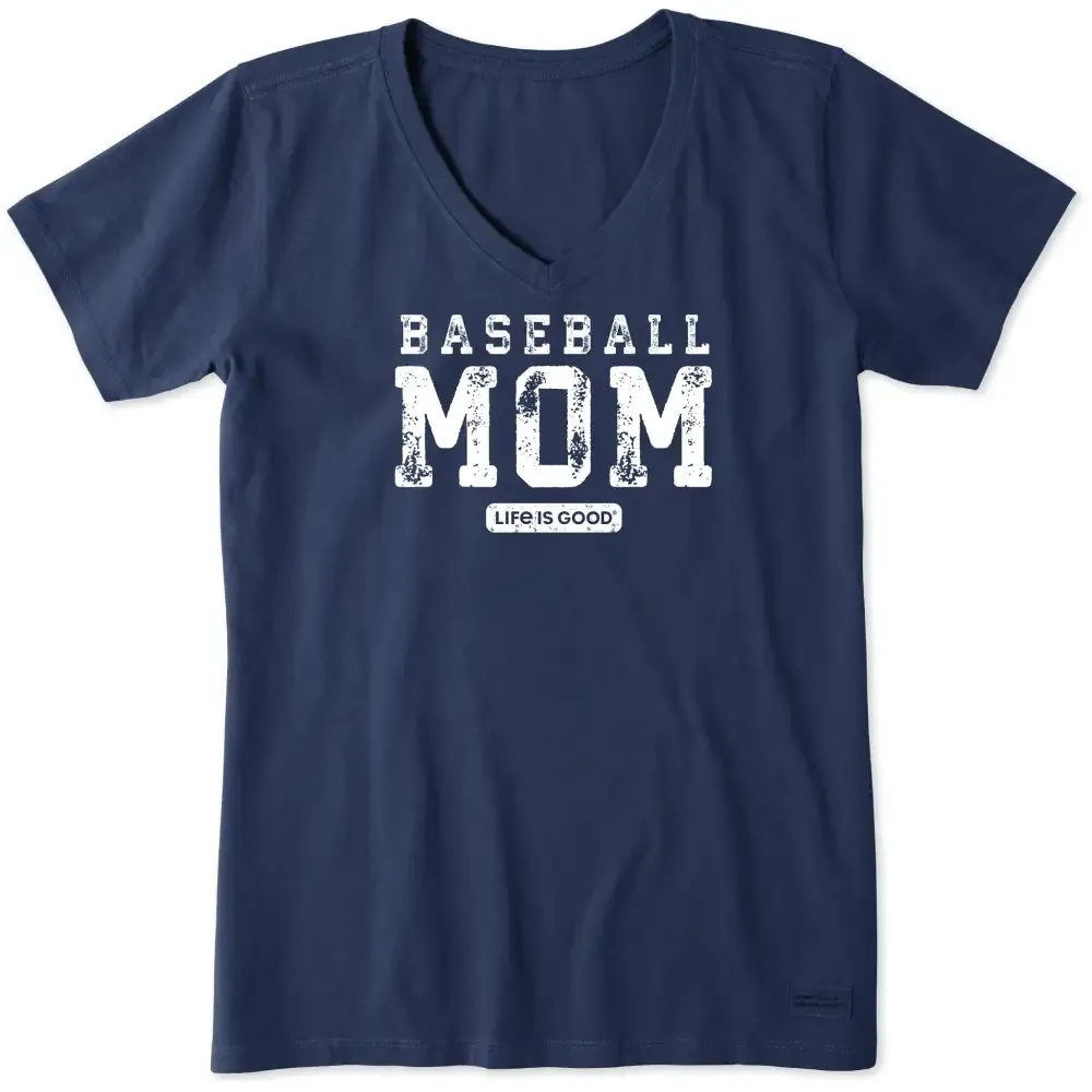 Women's Baseball Mom Athletic Short Sleeve Vee
