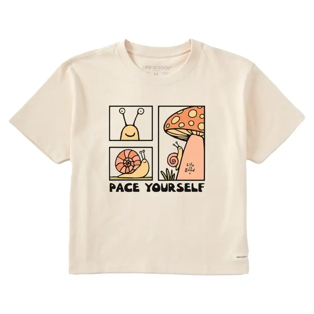 Women's Pace Yourself Snail Short Sleeve Crusher Boxy Tee