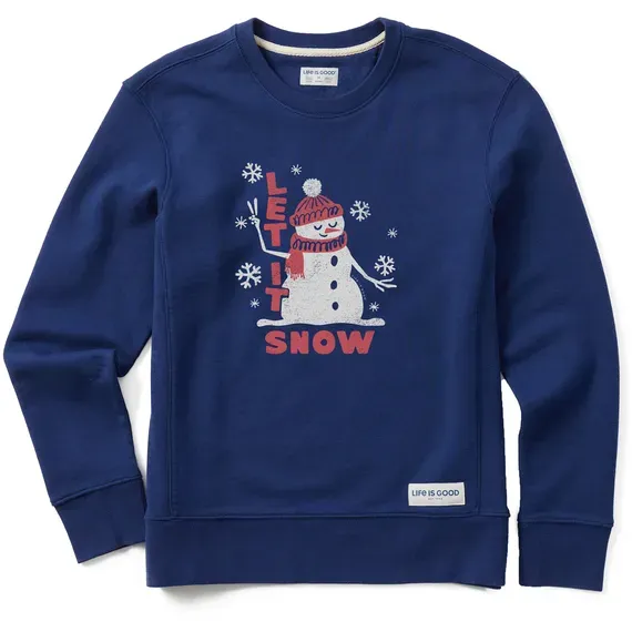 Women's Let it Snow Snowman Simply True Fleece Crew