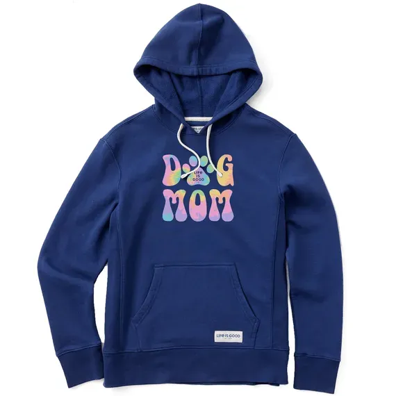Women's Tie Dye Dog Mom Simply True Fleece Hoodie