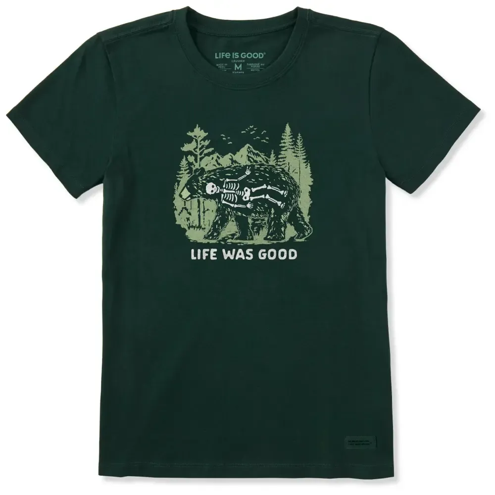 Women's Life Was Good Bear Short Sleeve Crusher Tee