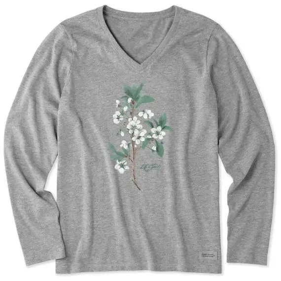 Women's Antique Plum Blossom Painting Long Sleeve Crusher Vee