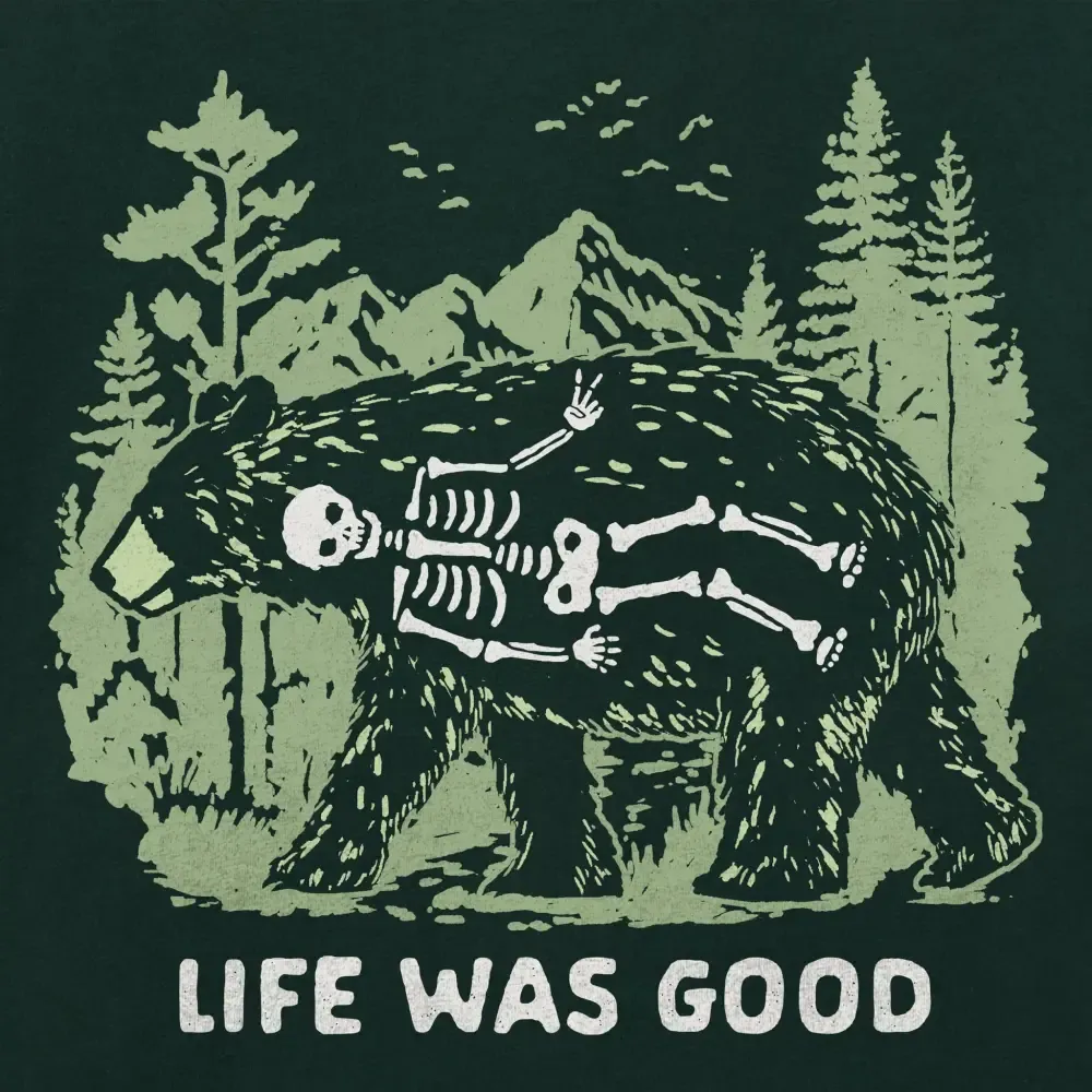 Women's Life Was Good Bear Short Sleeve Crusher Tee
