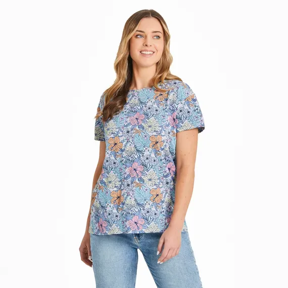 Women's Tropical Floral Pattern Crusher-LITE Easy Tee
