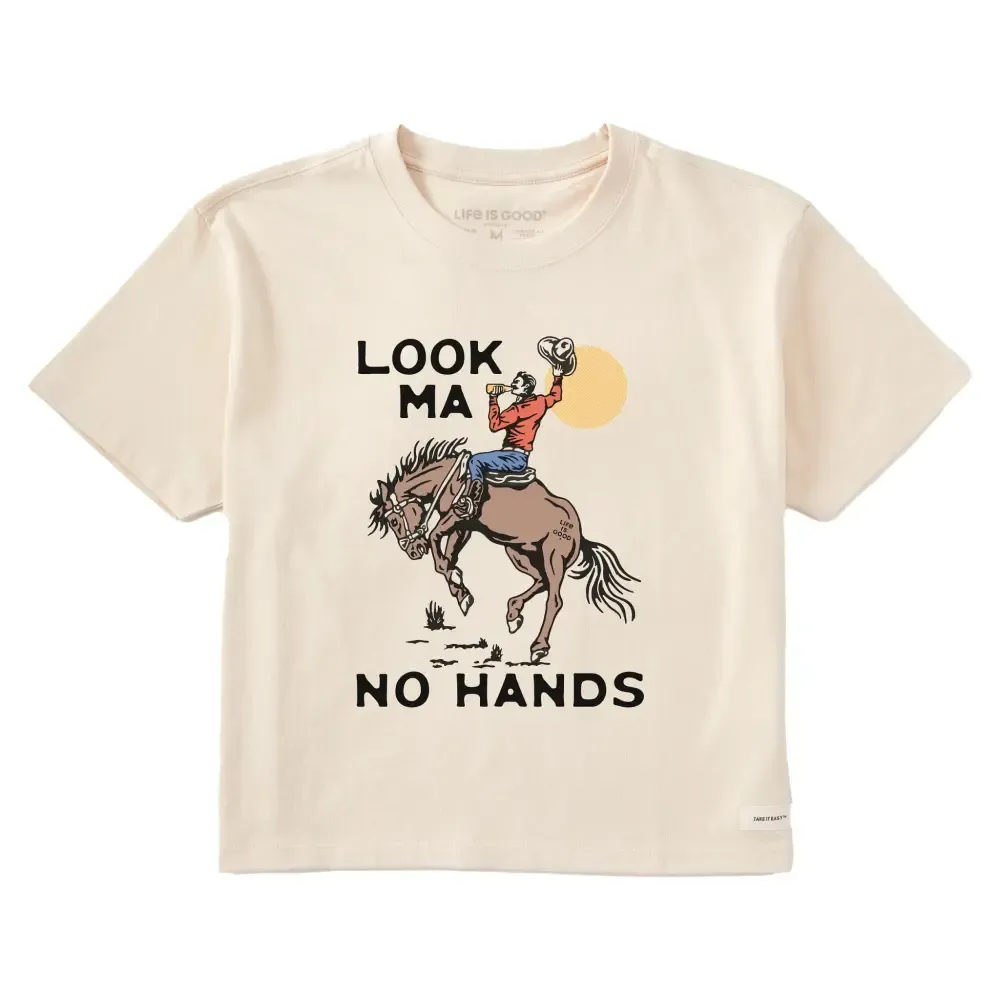Women's Look Ma No Hands Cowboy Short Sleeve Crusher Boxy Tee