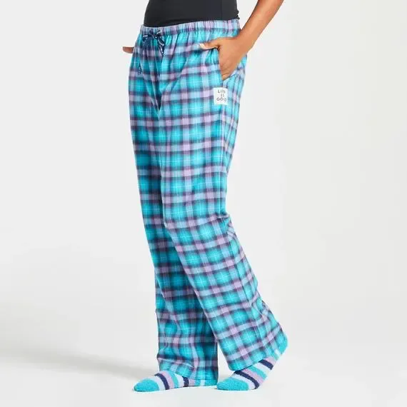 Women's Island Blue Plaid Classic Sleep Pant