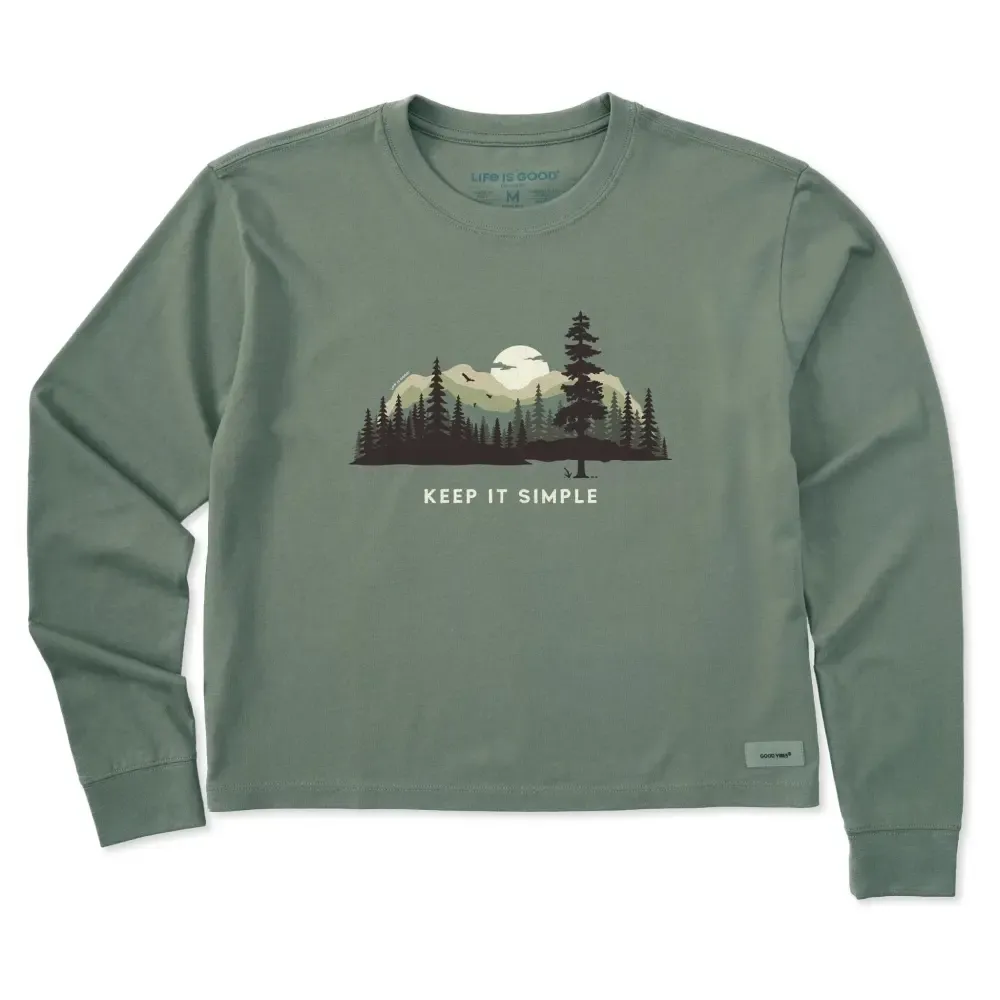 Women's Keep it Simple Evergreen Silo Long Sleeve Crusher Boxy Tee