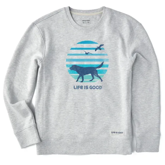 Women's 70's Retro Dog Beach Walk Simply True Fleece Crew