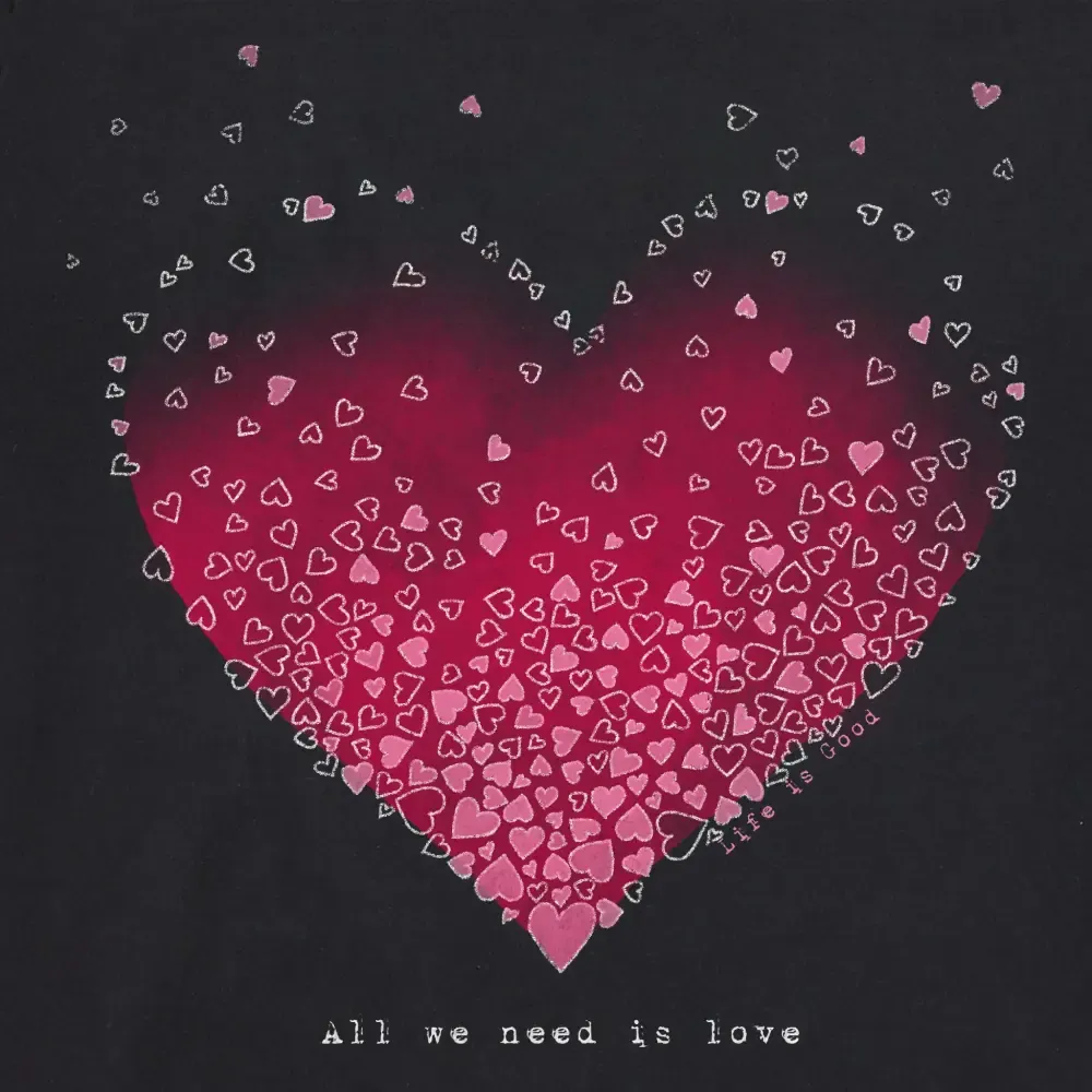 Women's Scattered Hearts Long Sleeve Crusher Boxy Tee