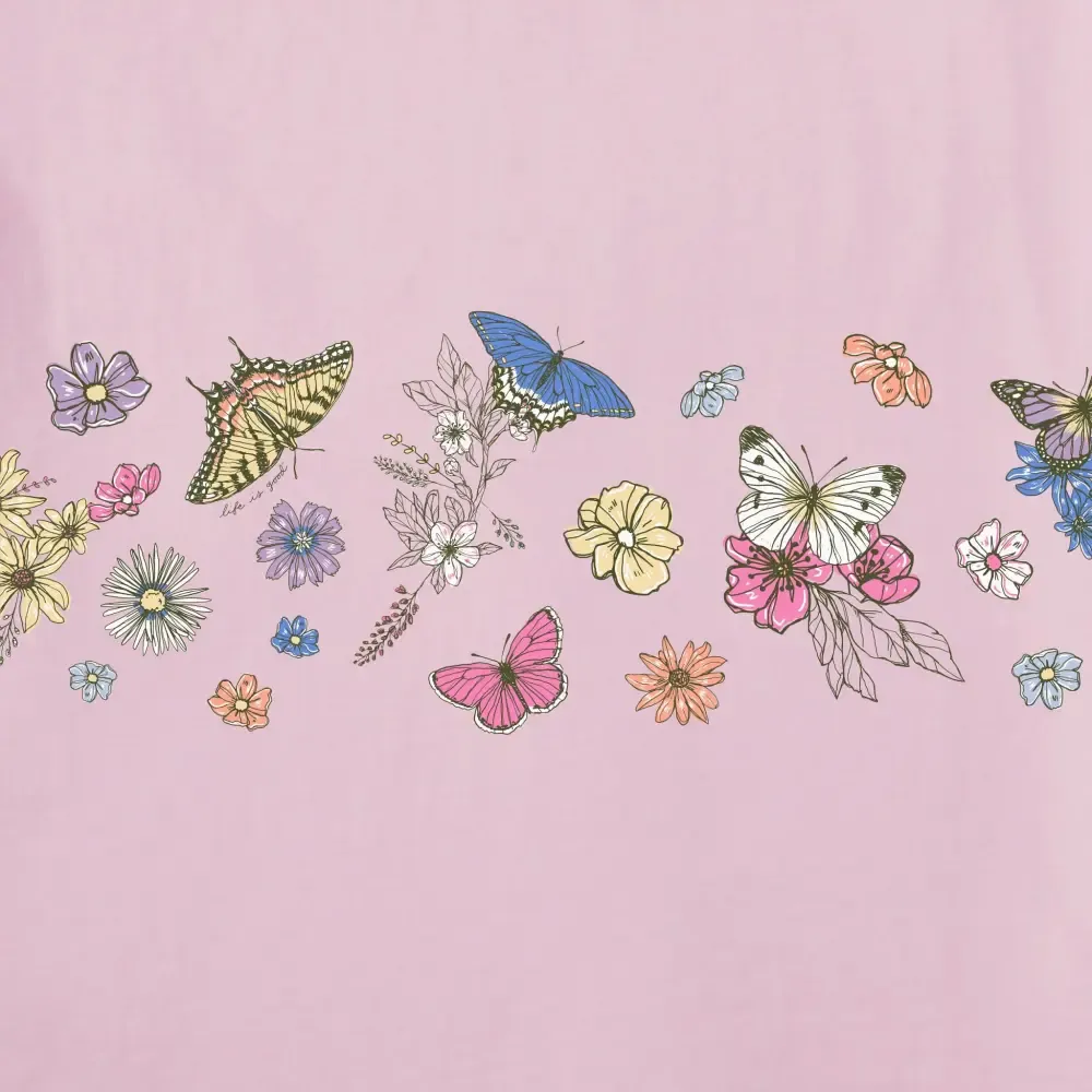 Women's Butterflies in the Garden Short Sleeve Crusher Tee