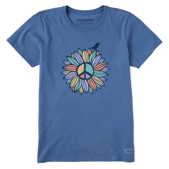 Women's Peace Sign Flower  Crusher Tee