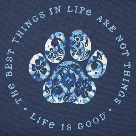 Women's Best Things Floral Paw Tie Dye Simply True Fleece Crew