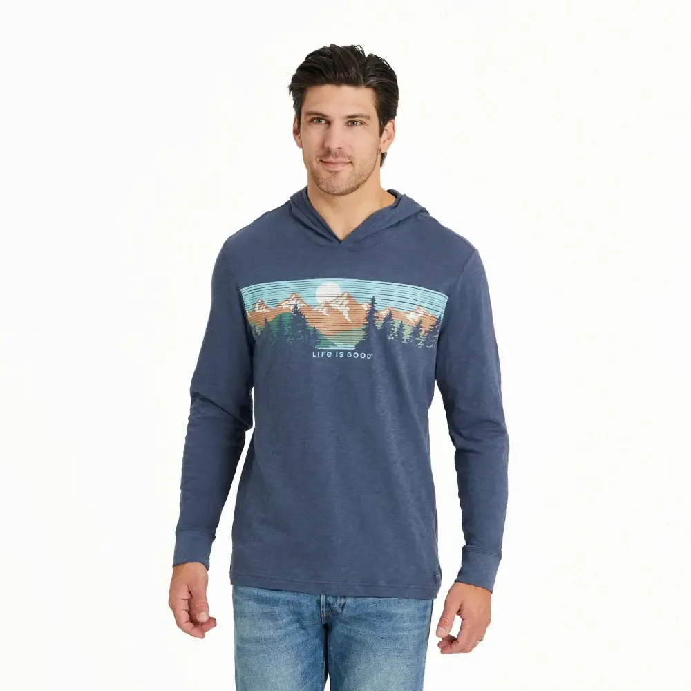 Men's Landscape Mountain Scene Long Sleeve Slub Hoodie