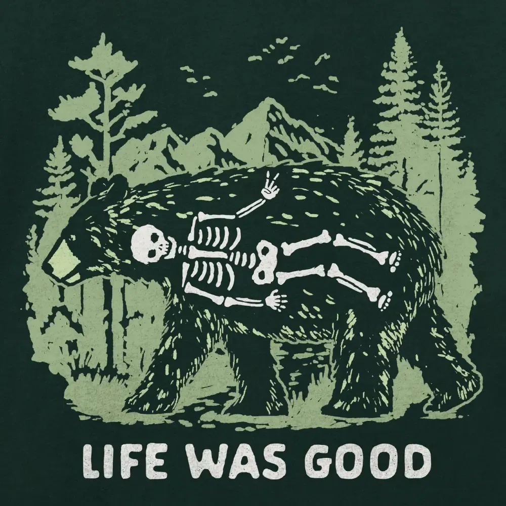 Men's Life Was Good Bear Short Sleeve Crusher Tee