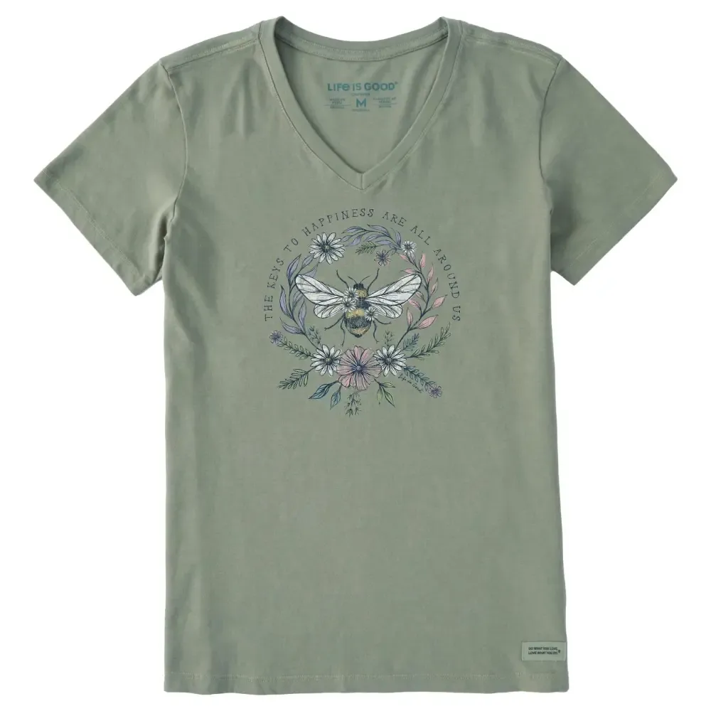 Women's Bee Happiness All Around Short Sleeve Crusher Vee