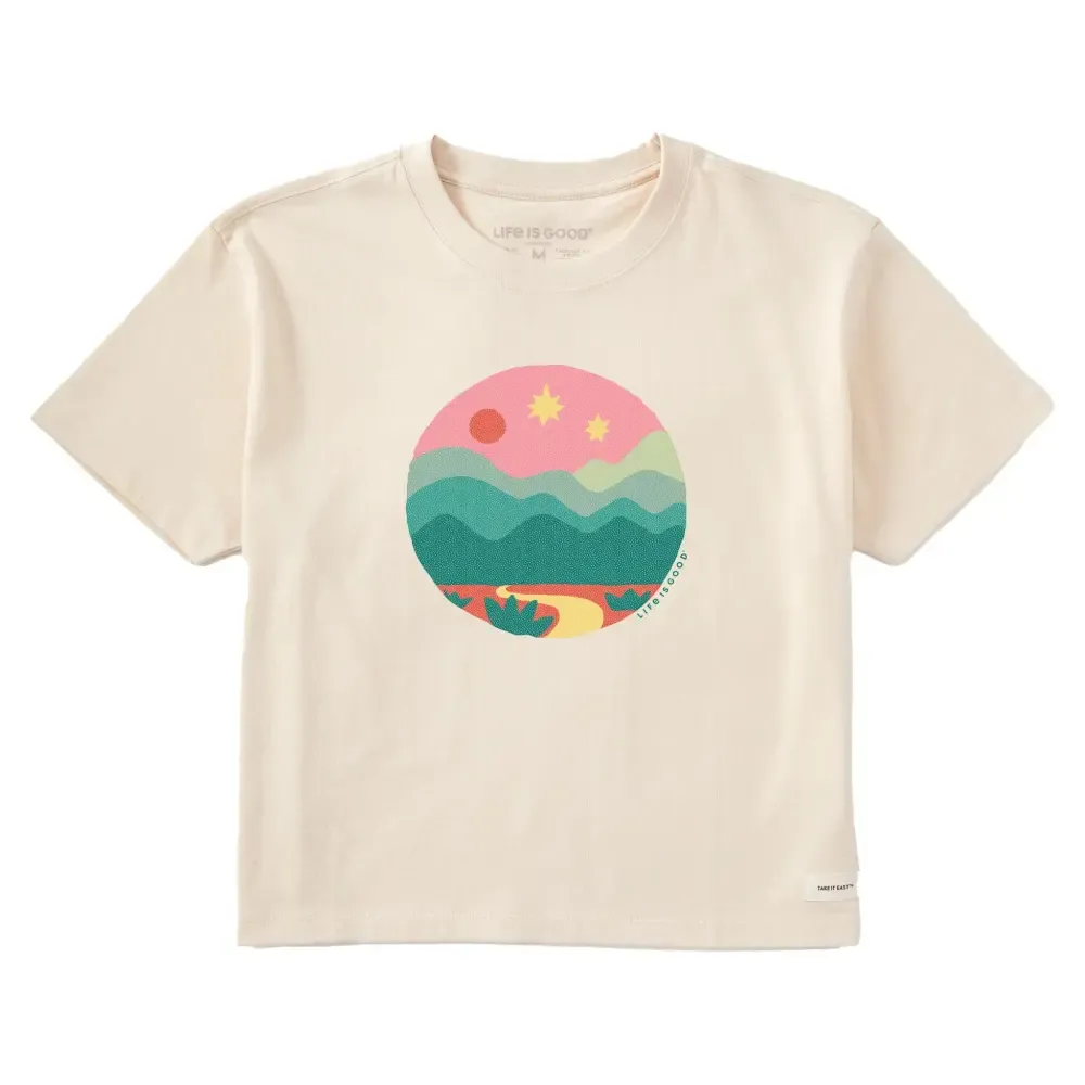 Women's Little Mountain Scene Short Sleeve Crusher Boxy Tee