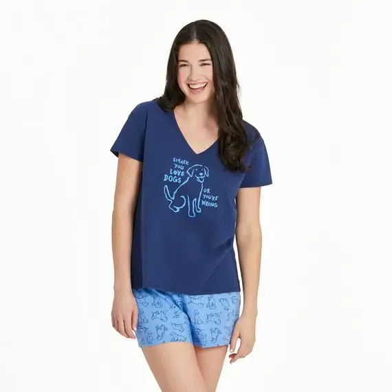 Women's Dog Love Snuggle Up Relaxed Sleep Vee