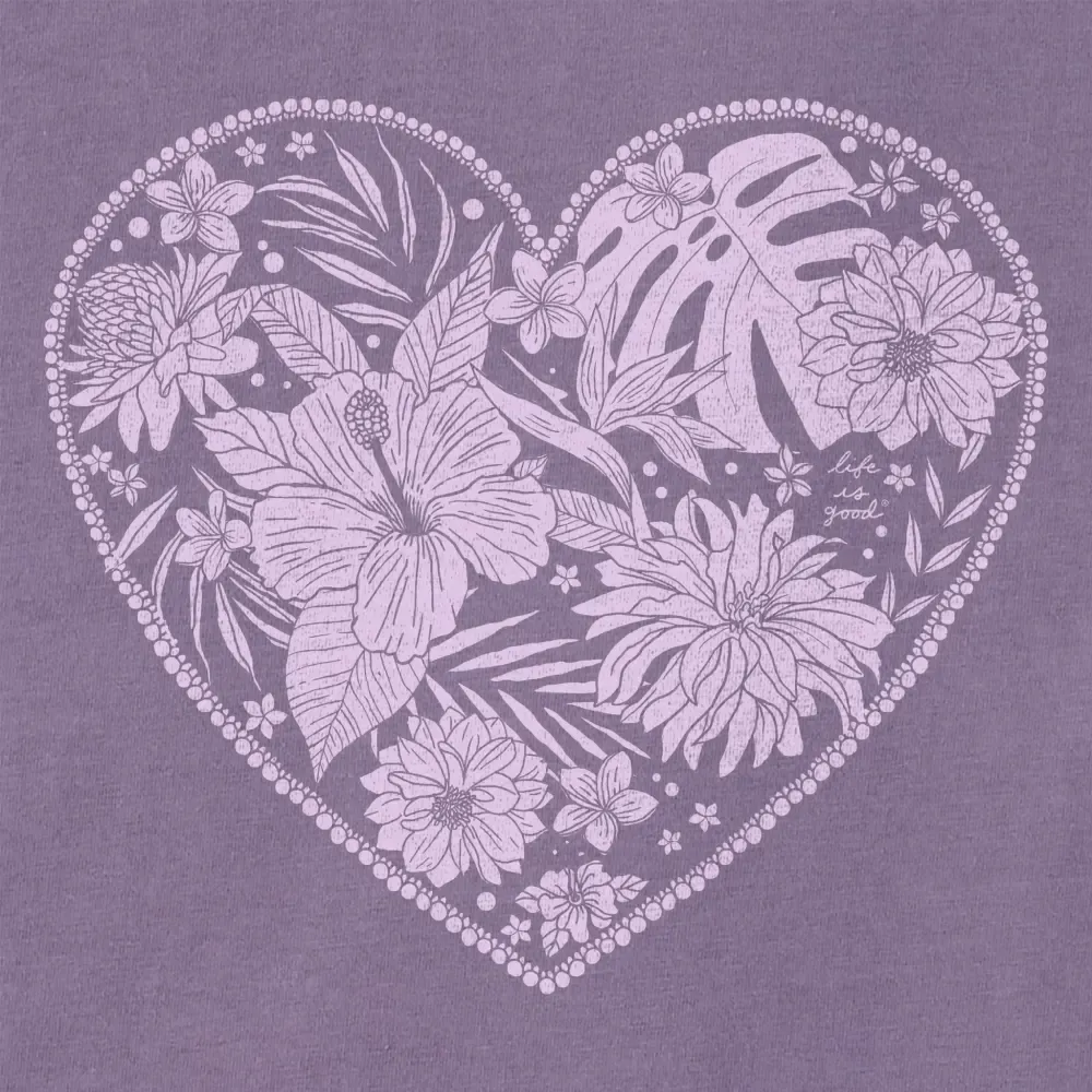 Women's Flowers within Heart Short Sleeve Crusher Tee