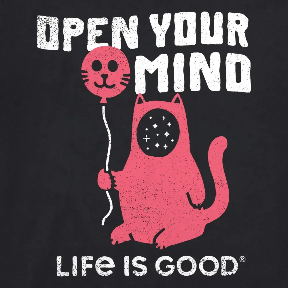 Women's Open Your Mind Cat Short Sleeve Crusher Tee